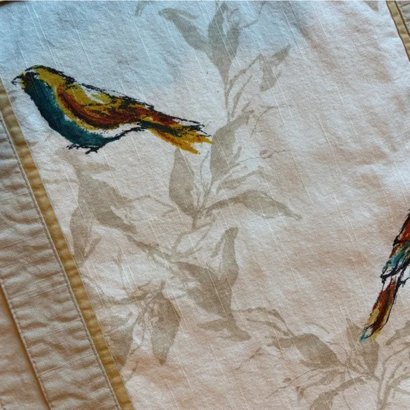 Birds Botanical Patterned Table Runner, Beige Autumn Colors. 68 x 13.5 - Picture 2 of 6
